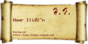 Haar Ilián névjegykártya